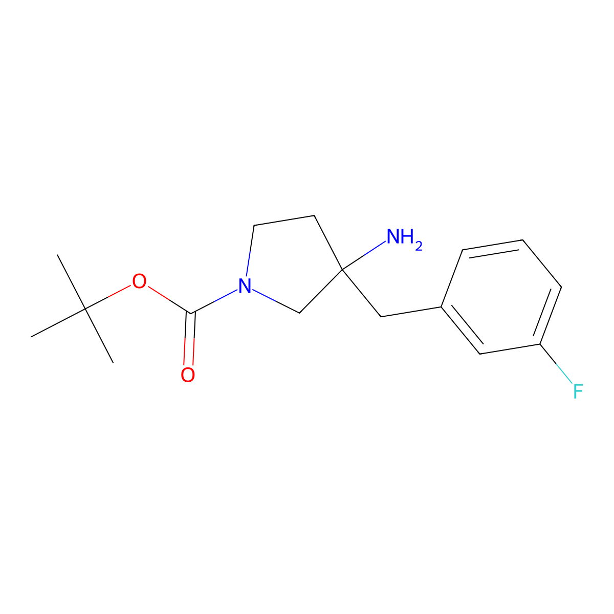 Tert-butyl 3-amino-3-(3-fluorobenzyl)pyrrolidine-1-carboxylate molecular structure, CAS 2490709-54-9