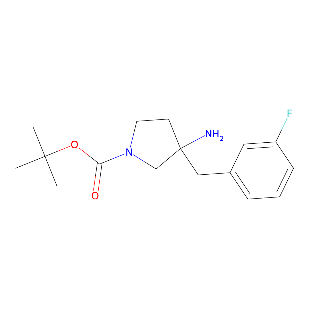Tert-butyl 3-amino-3-(3-fluorobenzyl)pyrrolidine-1-carboxylate molecular structure, CAS 2490709-54-9