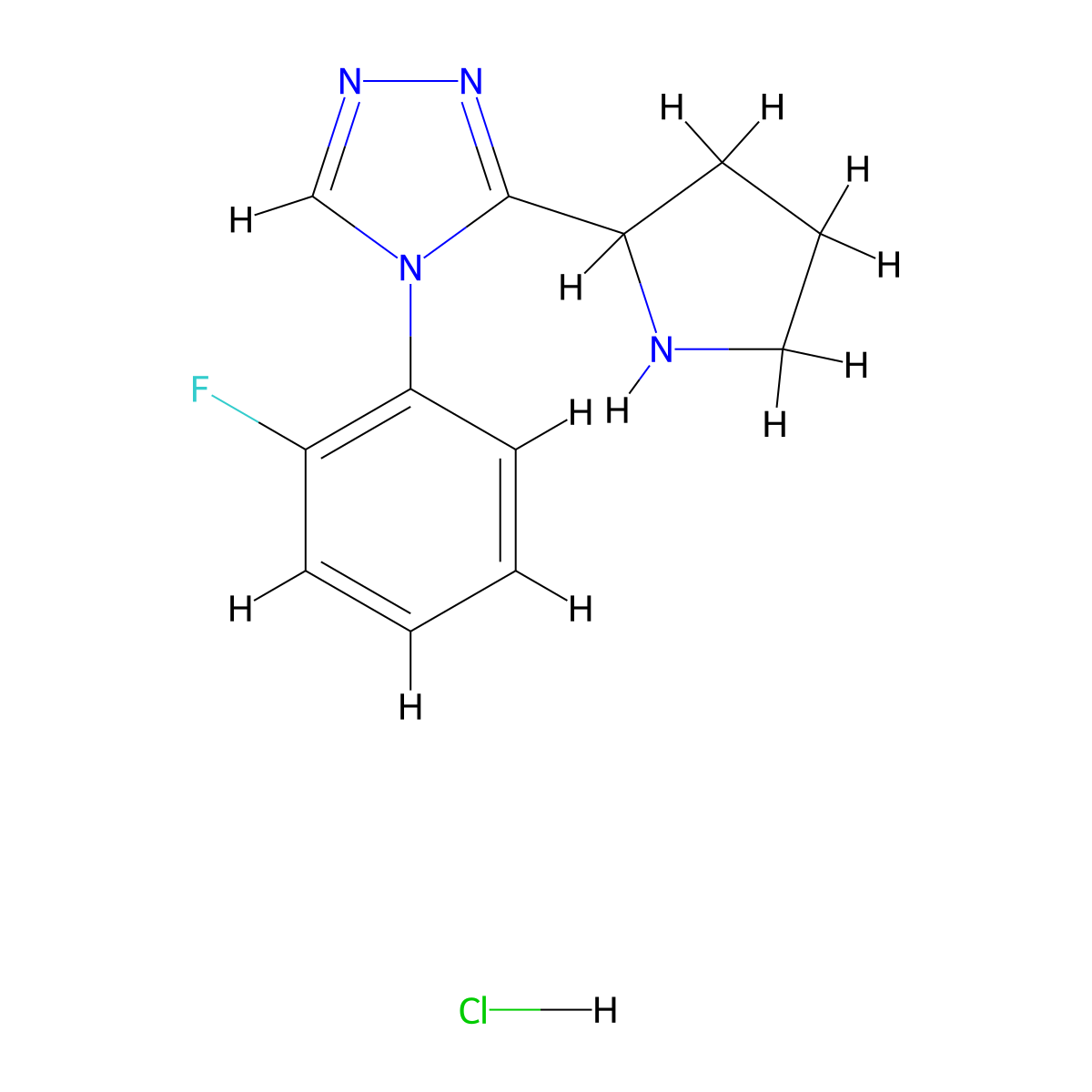 4-(2-fluorophenyl)-3-(pyrrolidin-2-yl)-4H-1,2,4-triazole hydrochloride molecular structure, CAS 2490709-57-2