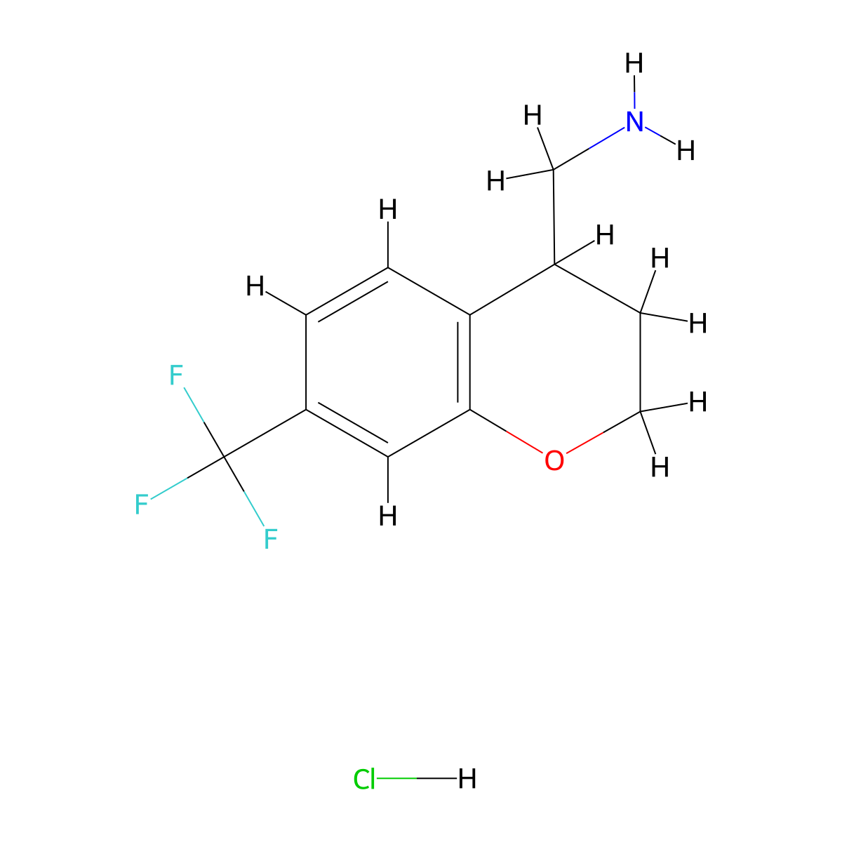 1-[7-(trifluoromethyl)-3,4-dihydro-2H-1-benzopyran-4-yl]methanamine hydrochloride molecular structure, CAS 2490709-60-7