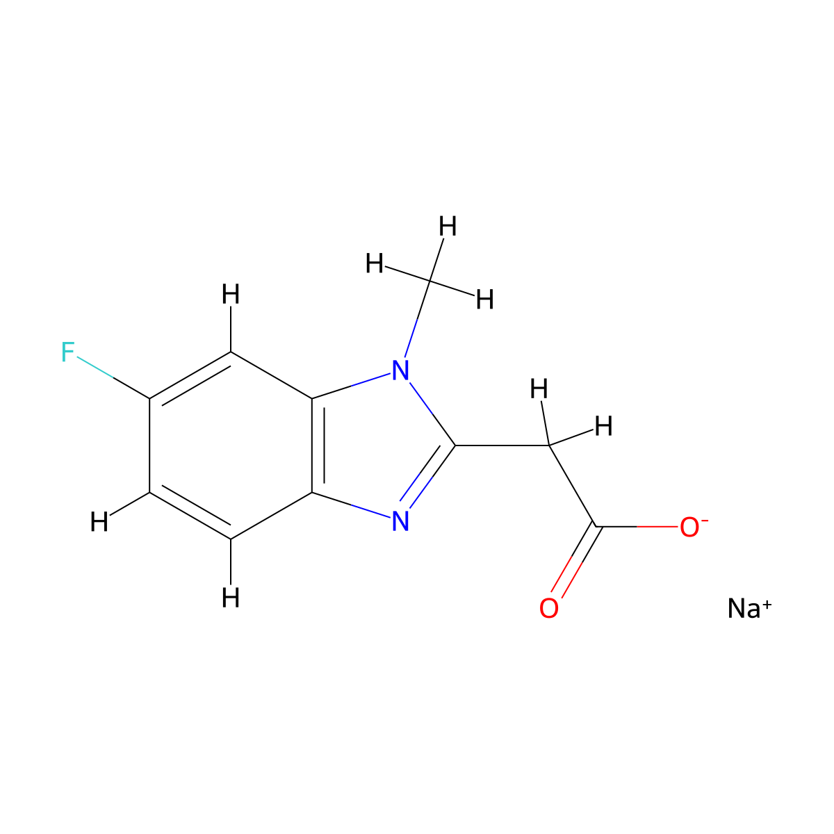 sodium 2-(6-fluoro-1-methyl-1H-1,3-benzodiazol-2-yl)acetate molecular structure, CAS 2490709-62-9