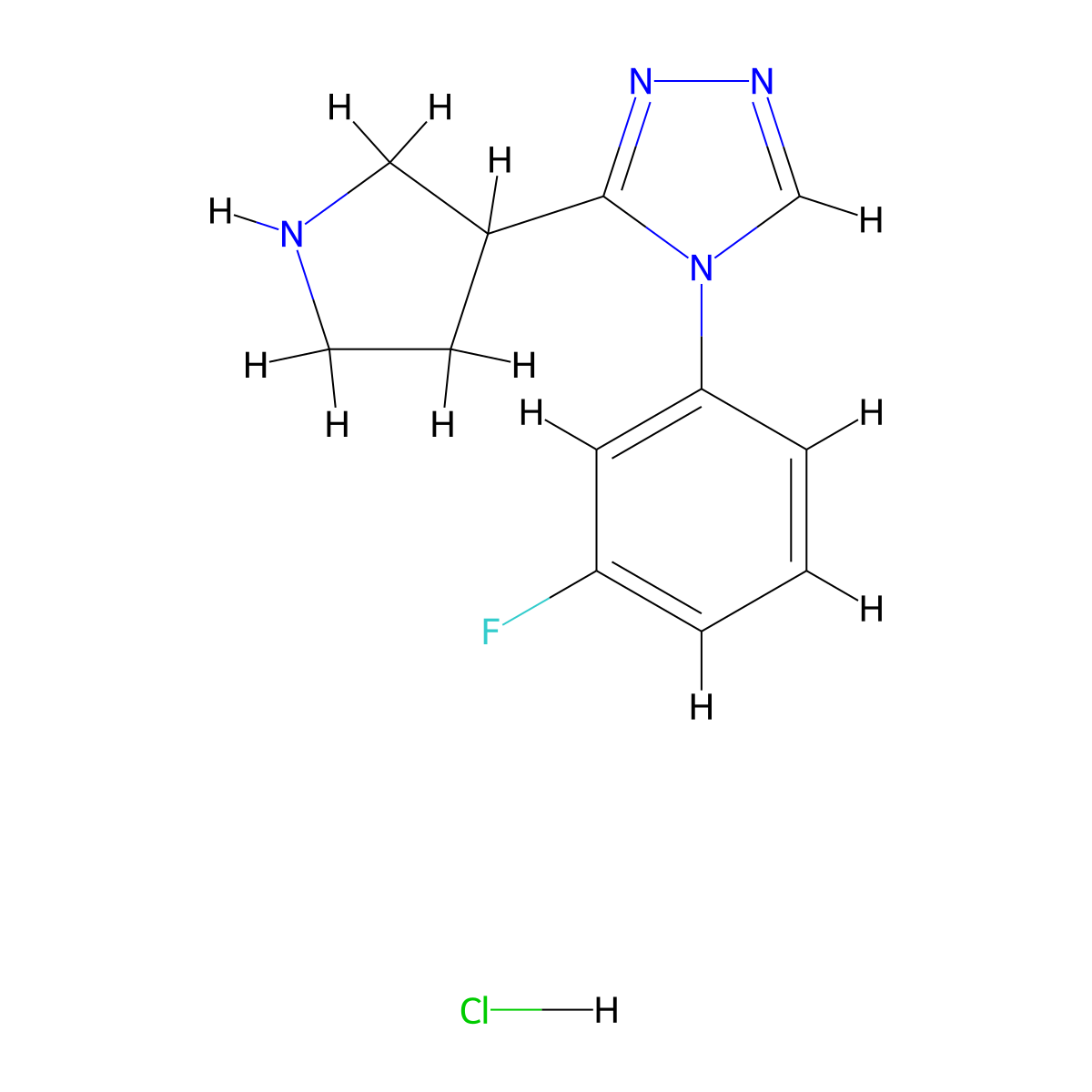 4-(3-fluorophenyl)-3-(pyrrolidin-3-yl)-4H-1,2,4-triazole hydrochloride molecular structure, CAS 2490709-63-0