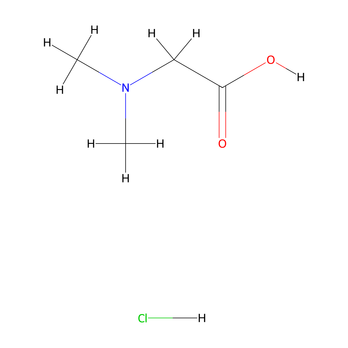 N,N-Dimethylglycine hydrochloride molecular structure, CAS 2491-06-7