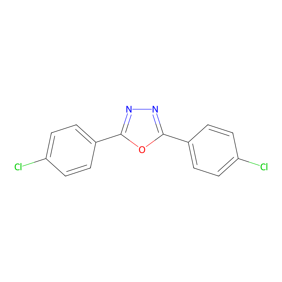 2,5-Bis(4-chlorophenyl)-1,3,4-oxadiazole molecular structure, CAS 2491-90-9