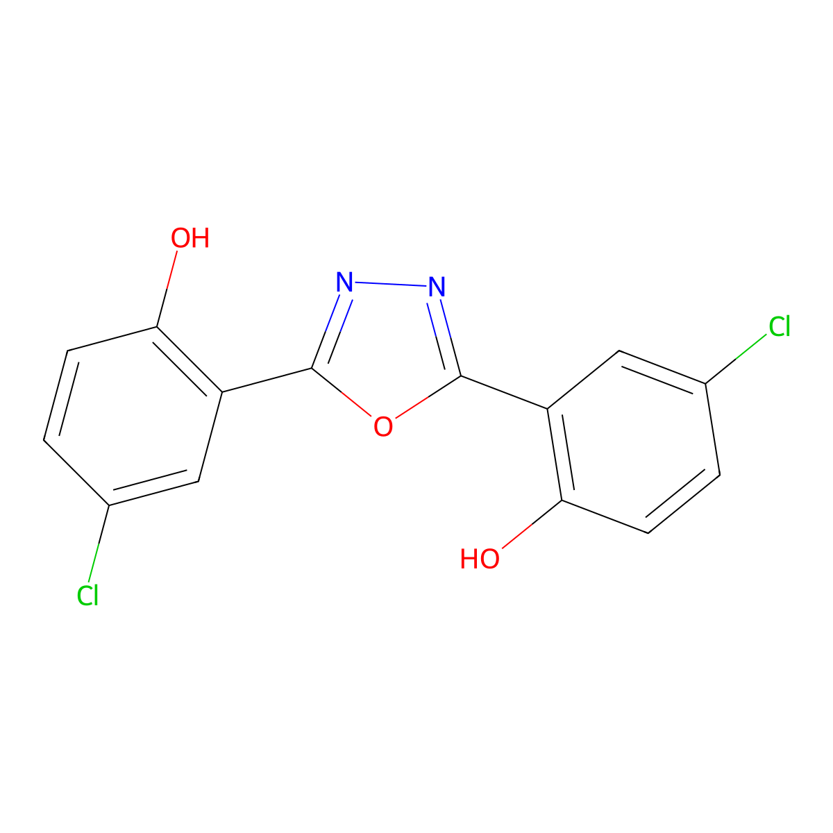 2,2'-(1,3,4-Oxadiazole-2,5-diyl)bis(4-chlorophenol) molecular structure, CAS 2491-98-7