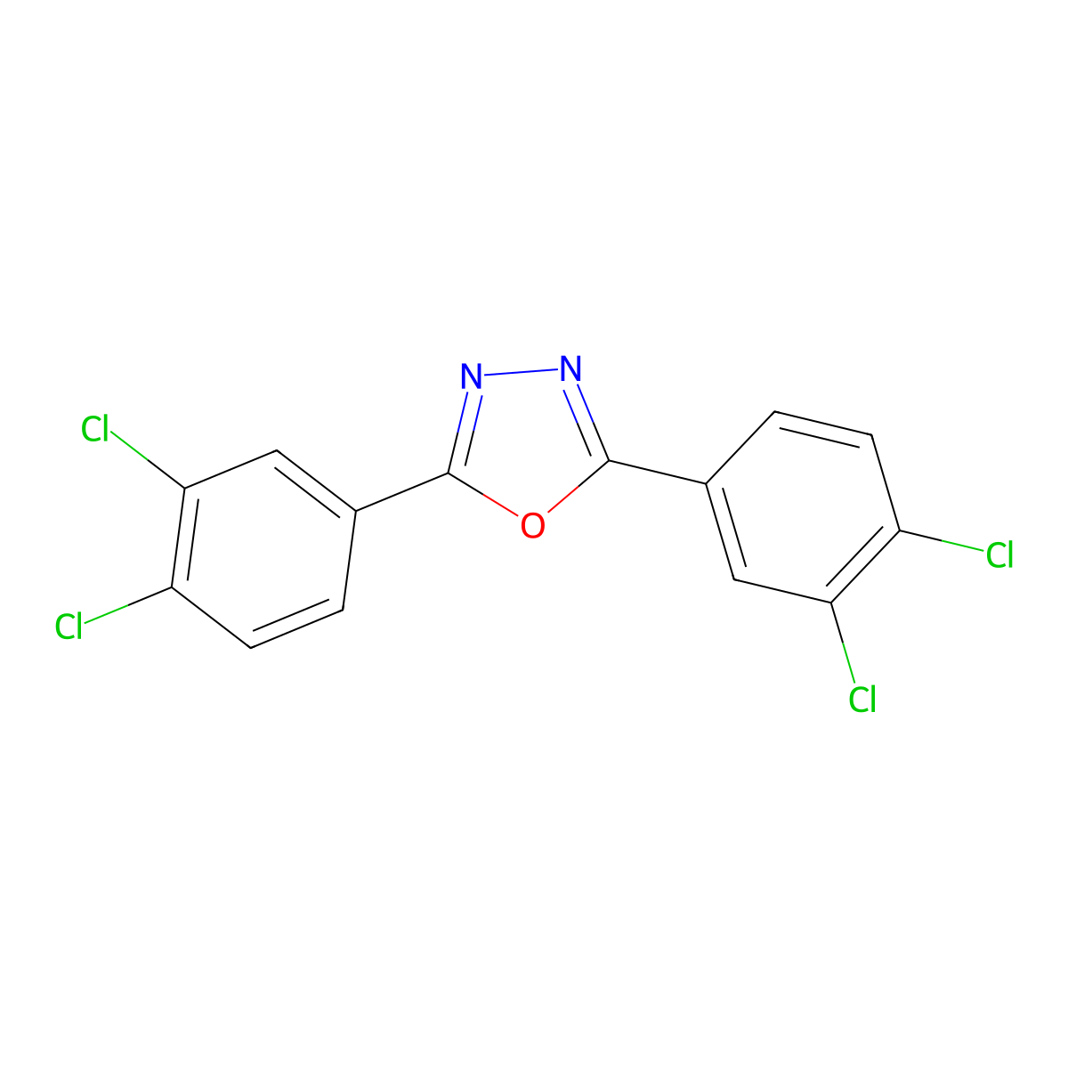 2,5-Bis(3,4-dichlorophenyl)-1,3,4-oxadiazole molecular structure, CAS 2491-99-8