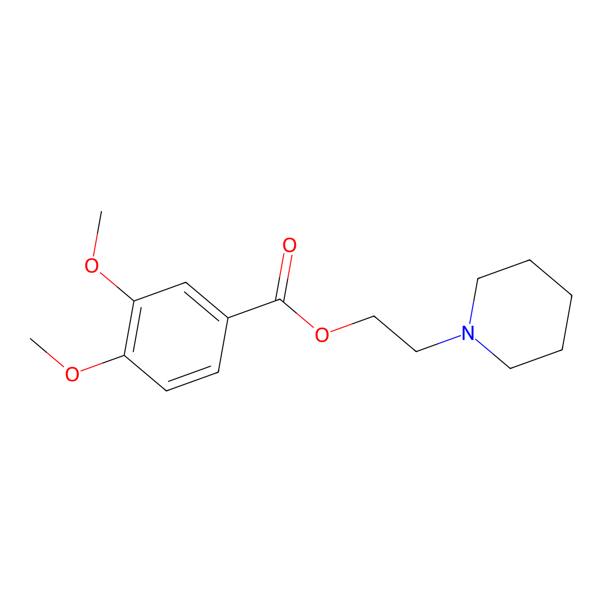 2-(Piperidin-1-yl)ethyl 3,4-dimethoxybenzoate molecular structure, CAS 24913-82-4