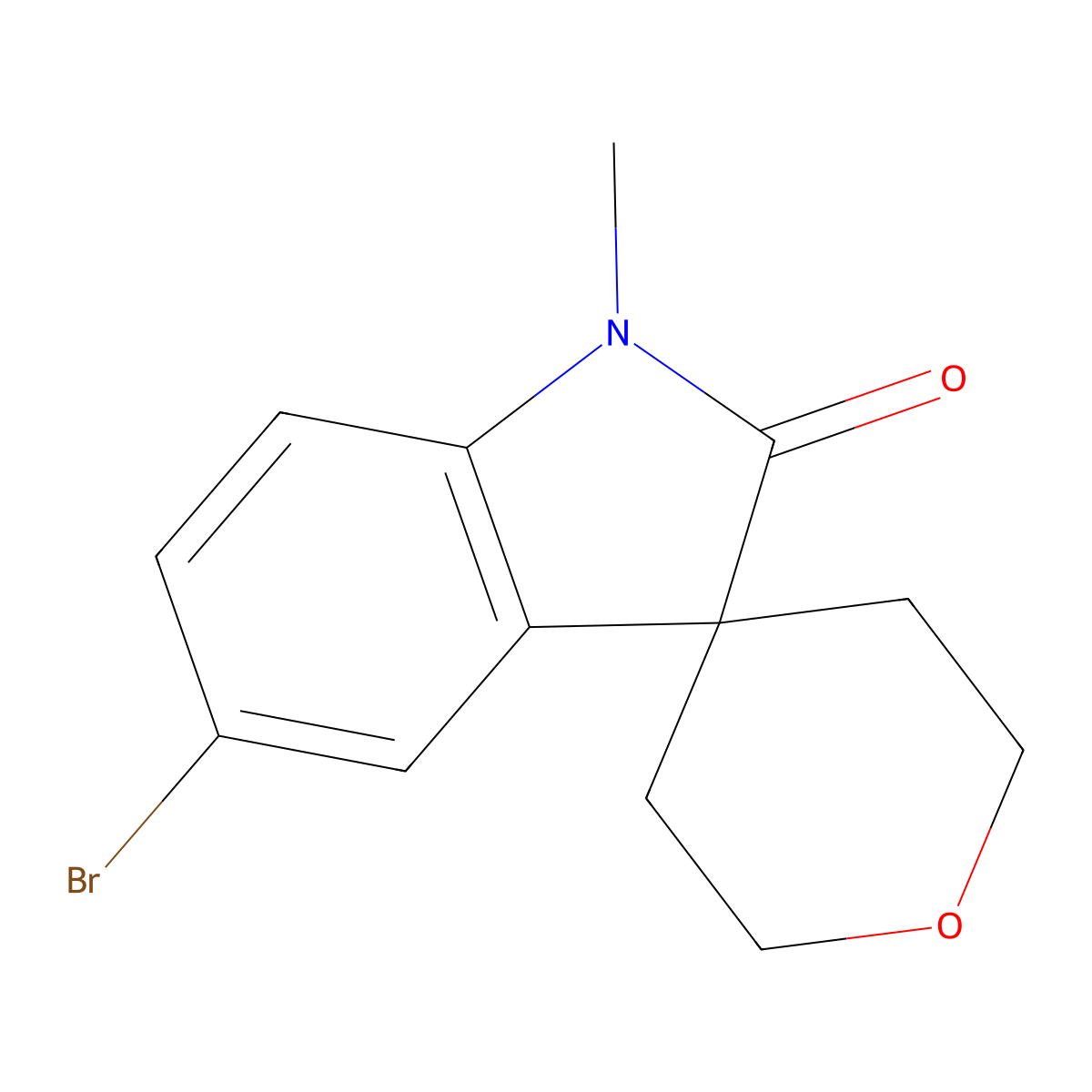 5-Bromo-1-methyl-2',3',5',6'-tetrahydrospiro[indoline-3,4'-pyran]-2-one molecular structure, CAS 2491753-71-8