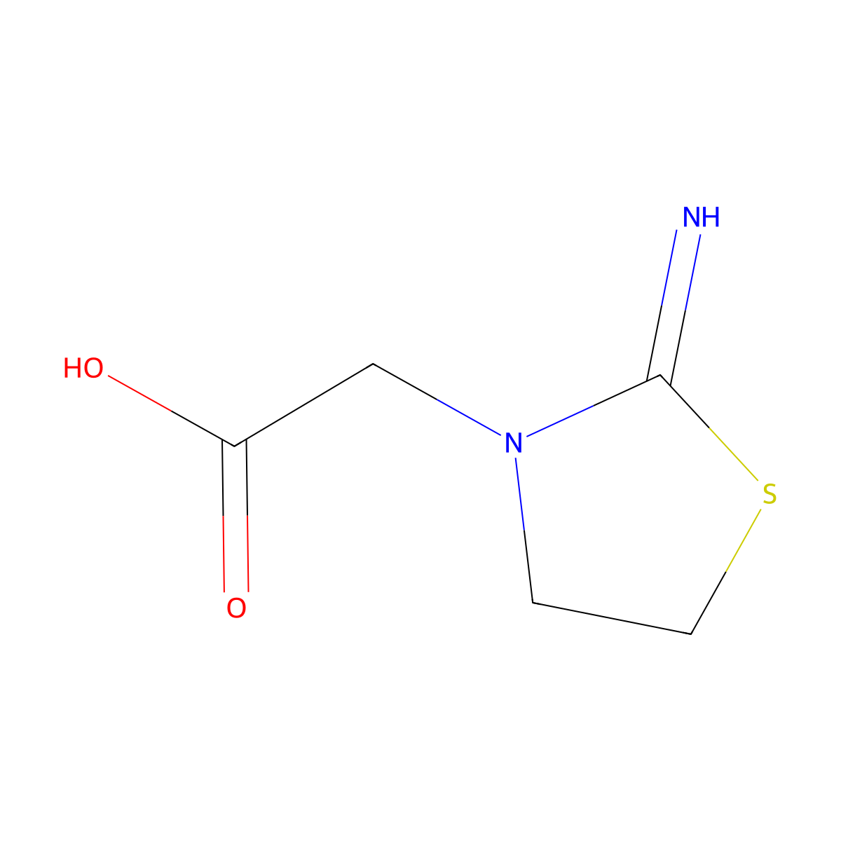(2-Imino-thiazolidin-3-yl)-acetic acid molecular structure, CAS 24918-26-1