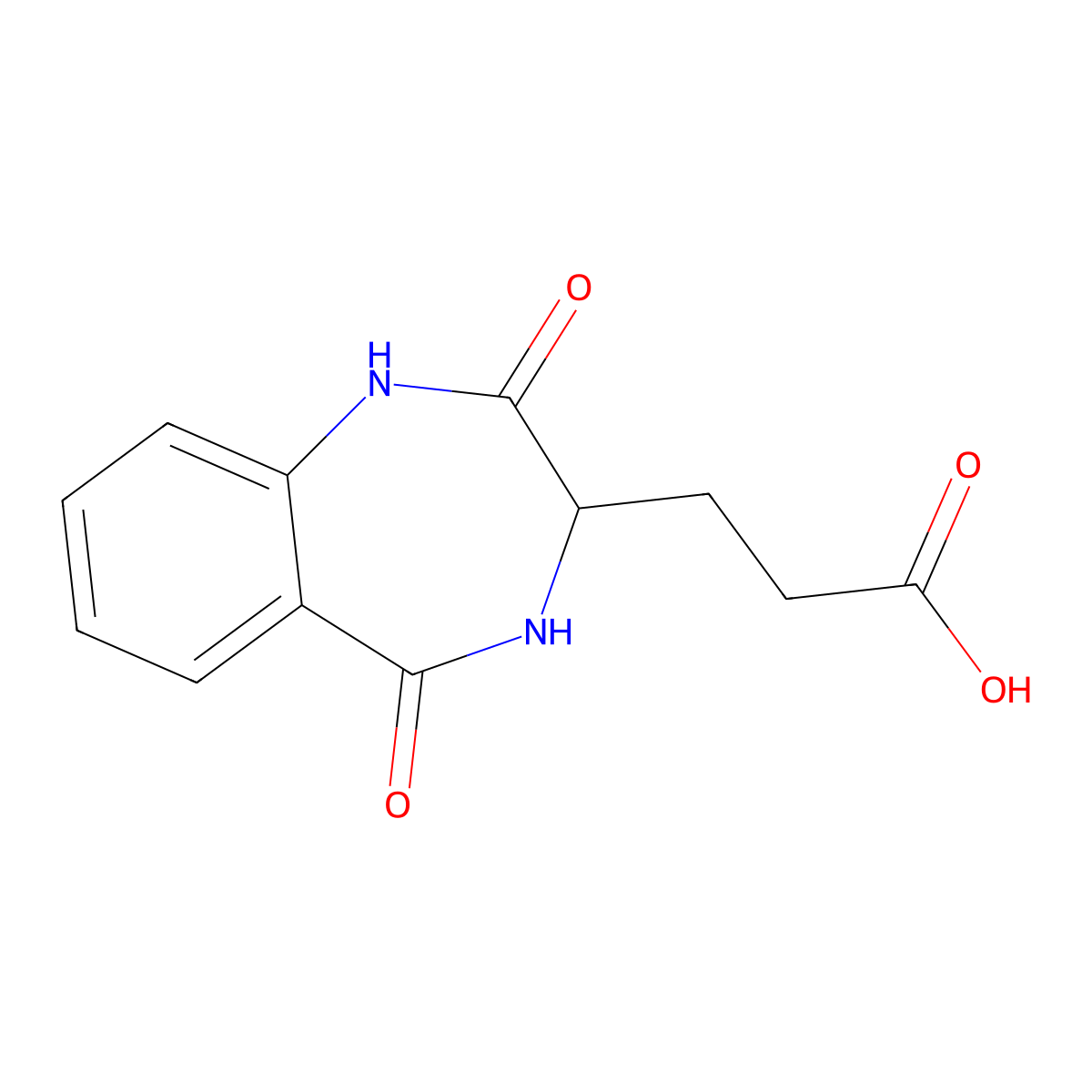 3-(2,5-dioxo-2,3,4,5-tetrahydro-1H-1,4-benzodiazepin-3-yl)propanoic acid molecular structure, CAS 24919-53-7