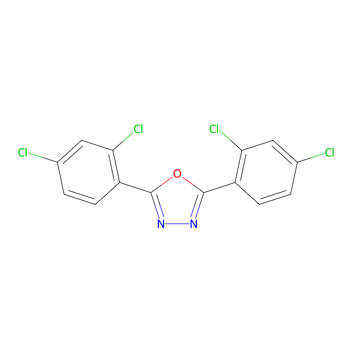 2,5-Bis(2,4-dichlorophenyl)-1,3,4-oxadiazole molecular structure, CAS 2492-00-4