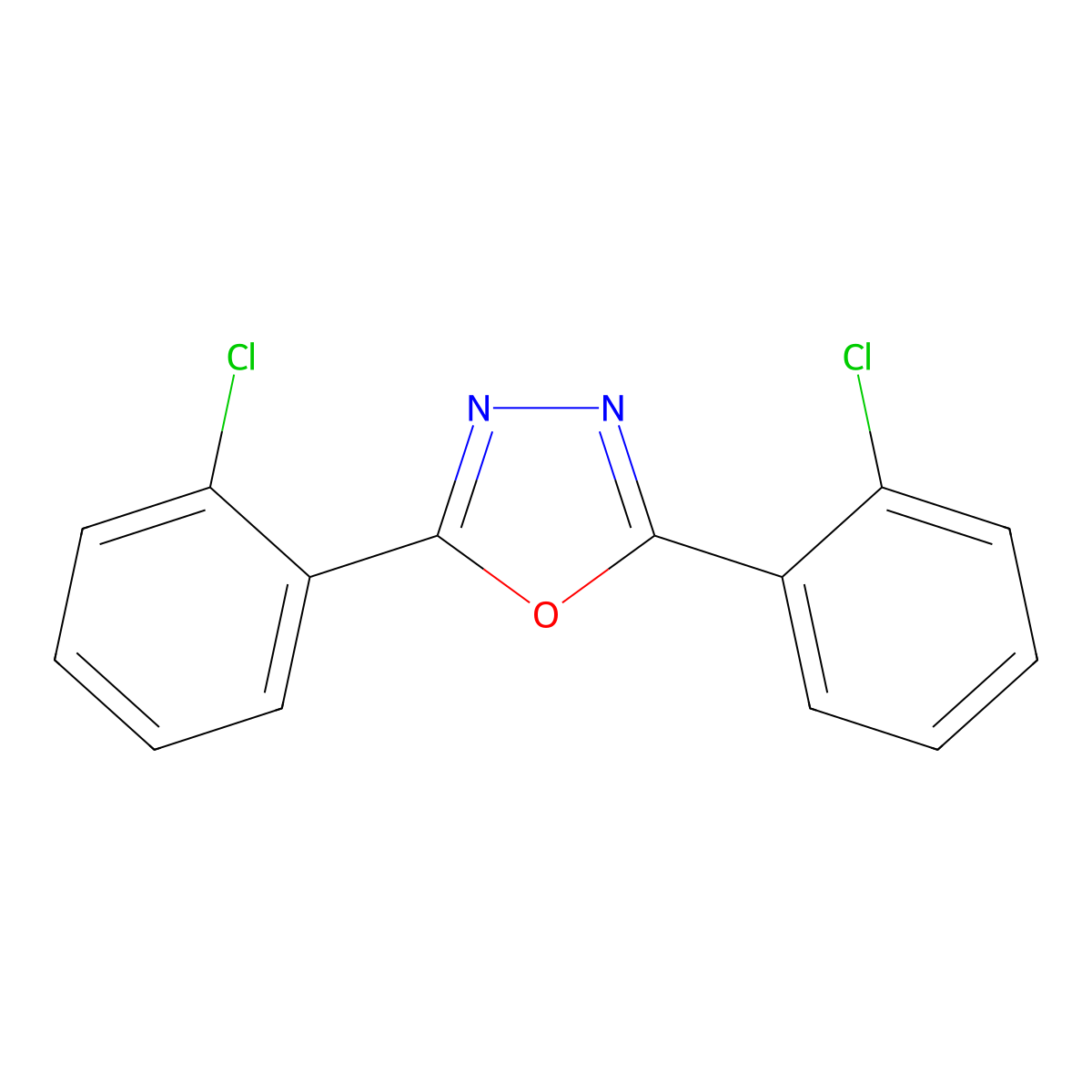 2,5-Bis(2-chlorophenyl)-1,3,4-oxadiazole molecular structure, CAS 2492-02-6