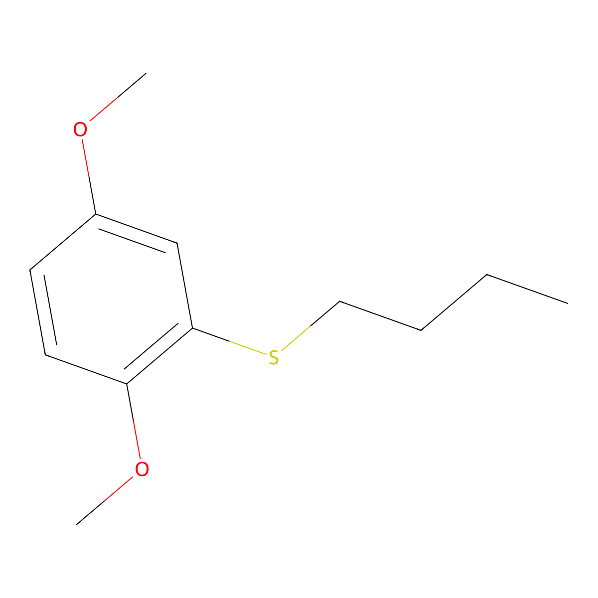 Benzene, 2-(butylthio)-1,4-dimethoxy- molecular structure, CAS 24920-40-9