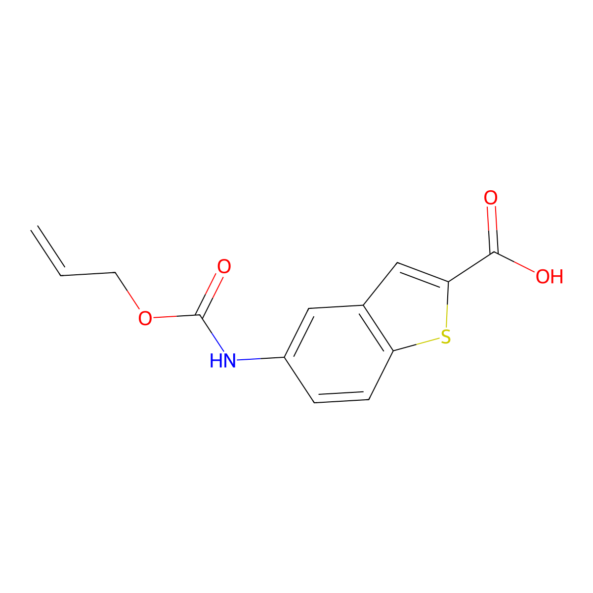 5-{[(Prop-2-en-1-yloxy)carbonyl]amino}-1-benzothiophene-2-carboxylic acid molecular structure, CAS 2492467-52-2