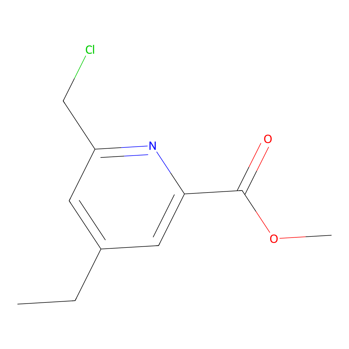 Methyl 6-(chloromethyl)-4-ethyl-2-pyridinecarboxylate molecular structure, CAS 2492598-31-7