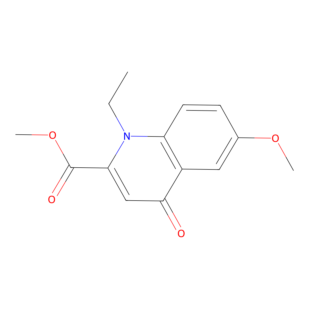 Methyl 1-ethyl-1,4-dihydro-6-methoxy-4-oxo-2-quinolinecarboxylate molecular structure, CAS 249278-26-0