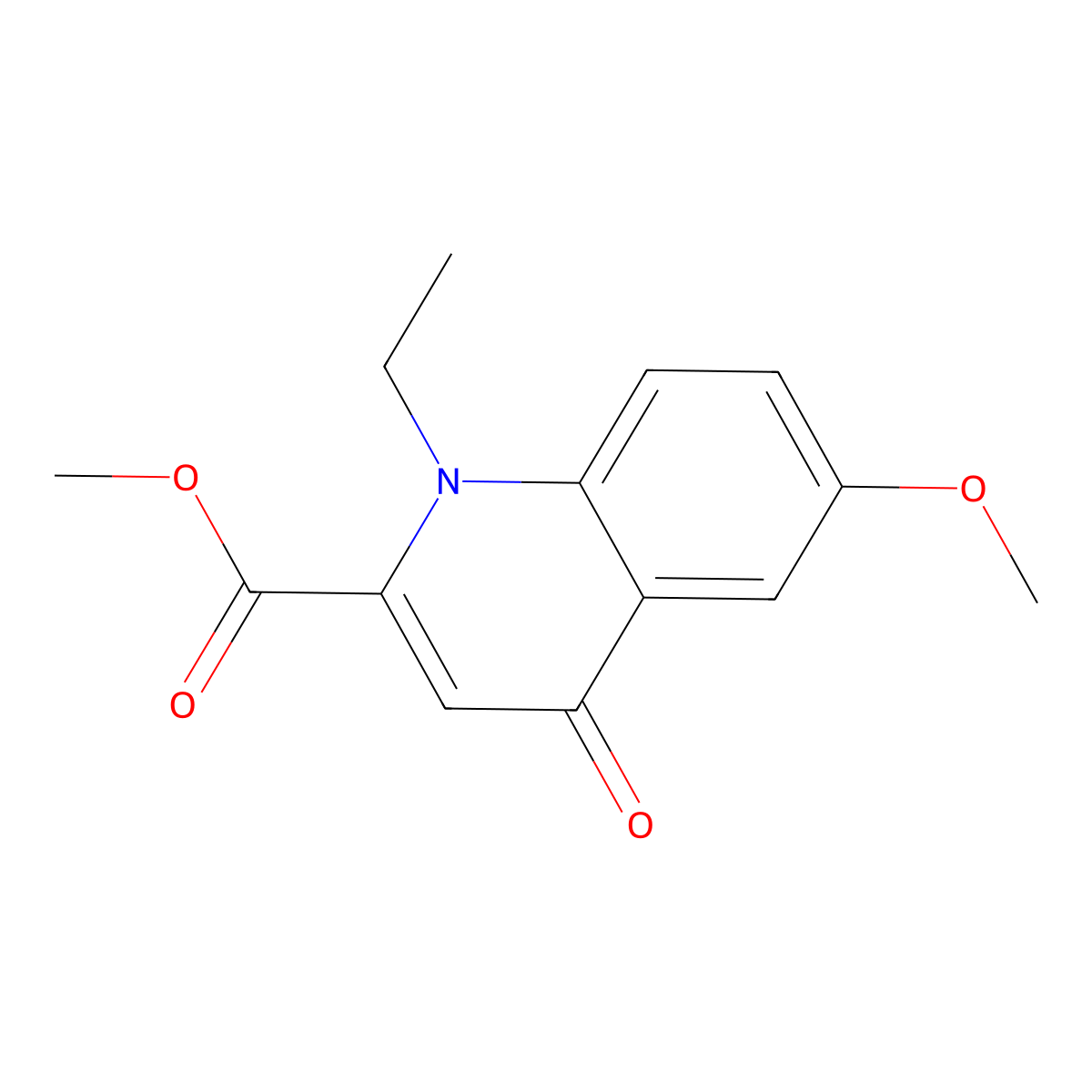 Methyl 1-ethyl-1,4-dihydro-6-methoxy-4-oxo-2-quinolinecarboxylate molecular structure, CAS 249278-26-0