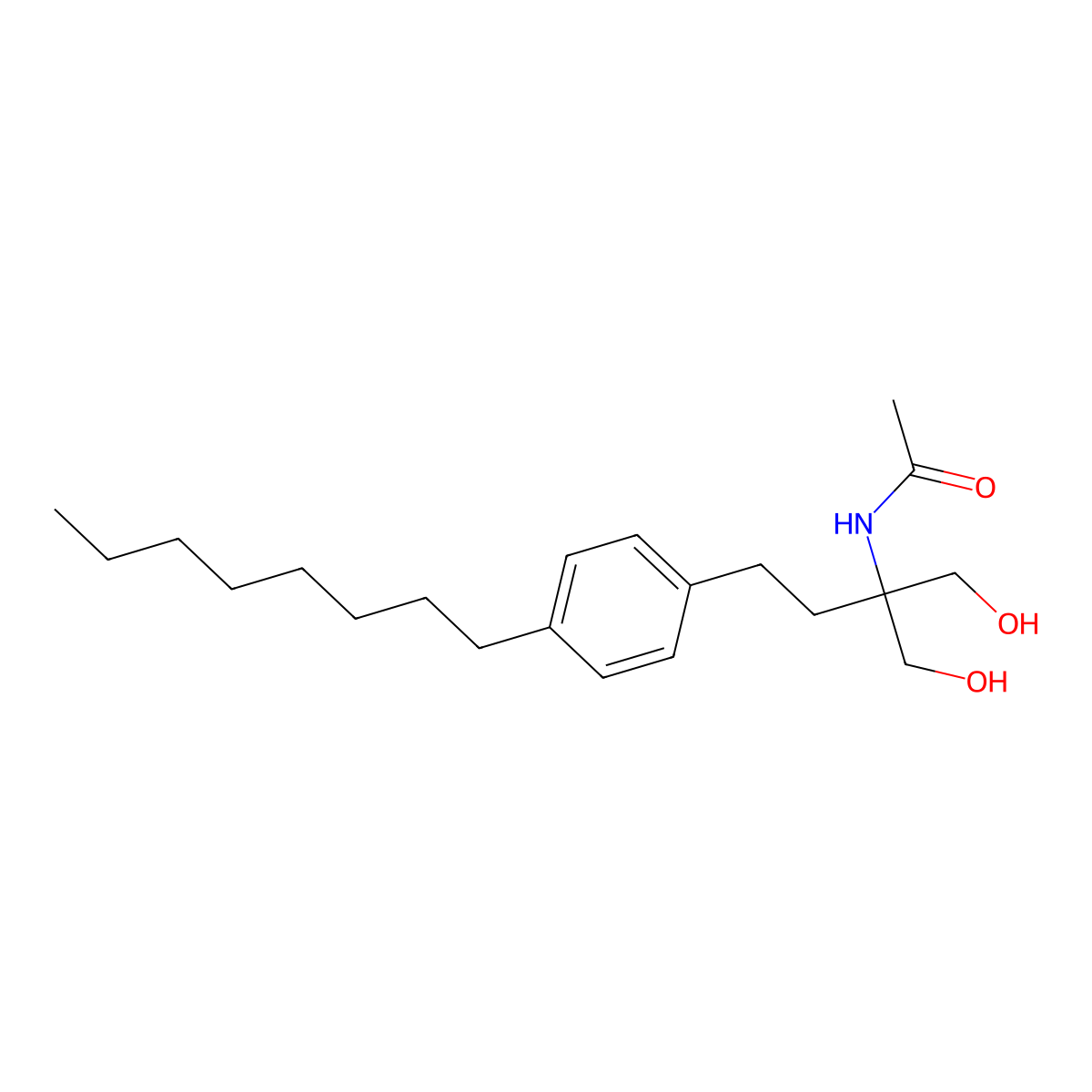 N-(1-hydroxy-2-(hydroxymethyl)-4-(4-octylphenyl)butan-2-yl)acetamide molecular structure, CAS 249289-10-9