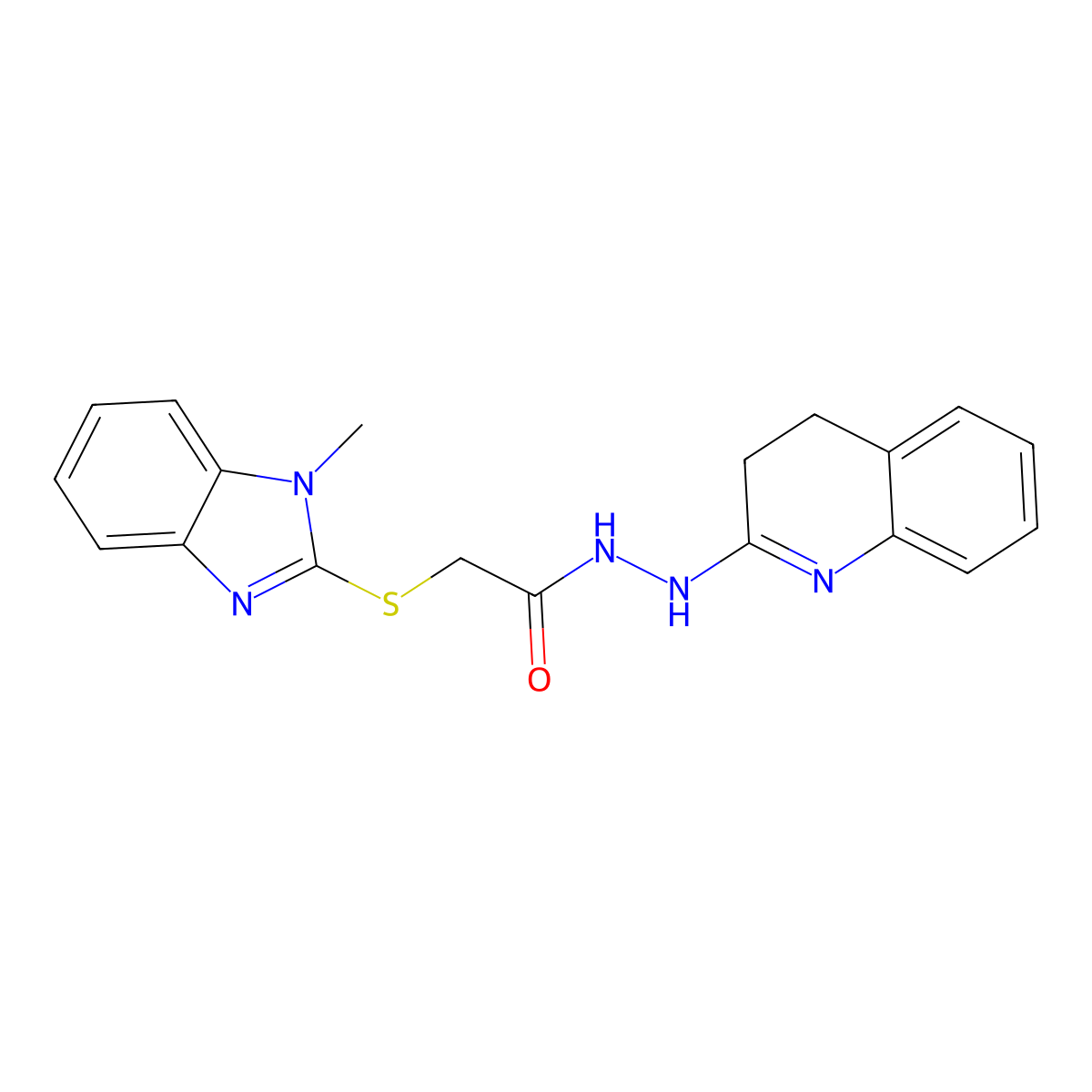 N'-(3,4-dihydroquinolin-2-yl)-2-((1-methyl-1H-benzo[d]imidazol-2-yl)thio)acetohydrazide molecular structure, CAS 249294-39-1