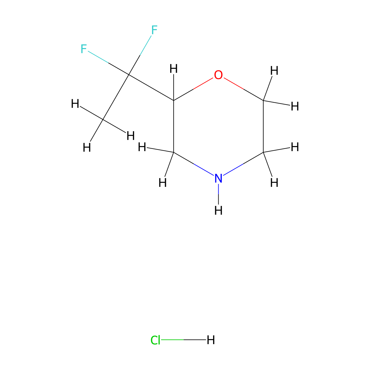 2-(1,1-Difluoroethyl)morpholine hydrochloride molecular structure, CAS 2493236-27-2