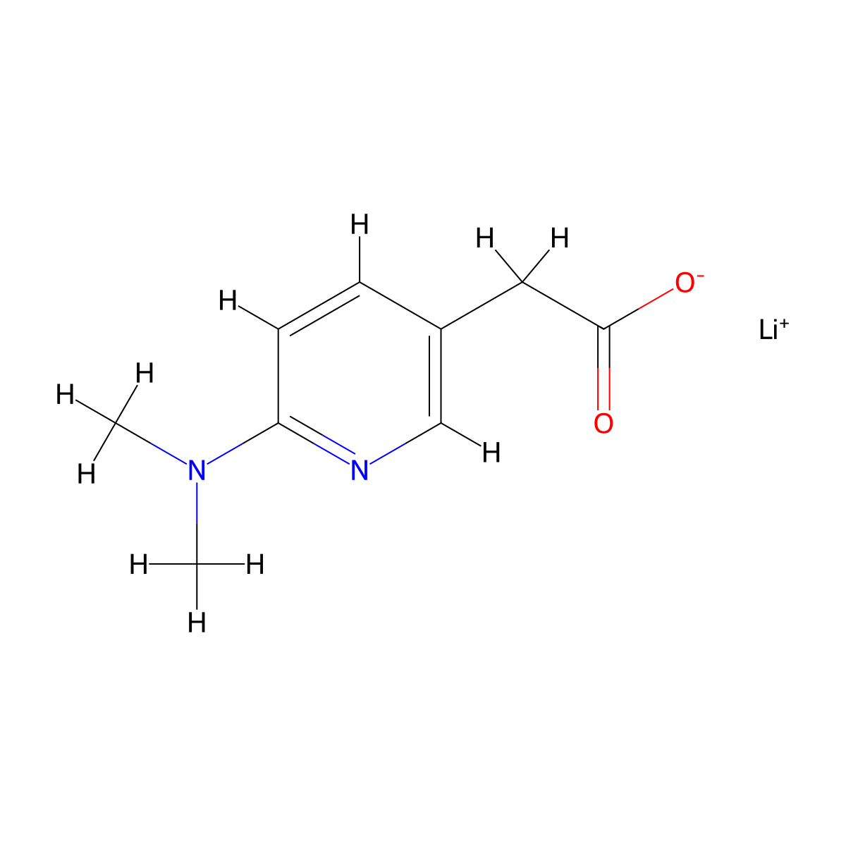Lithium 2-[6-(dimethylamino)-3-pyridinyl]acetate molecular structure, CAS 2493329-29-4