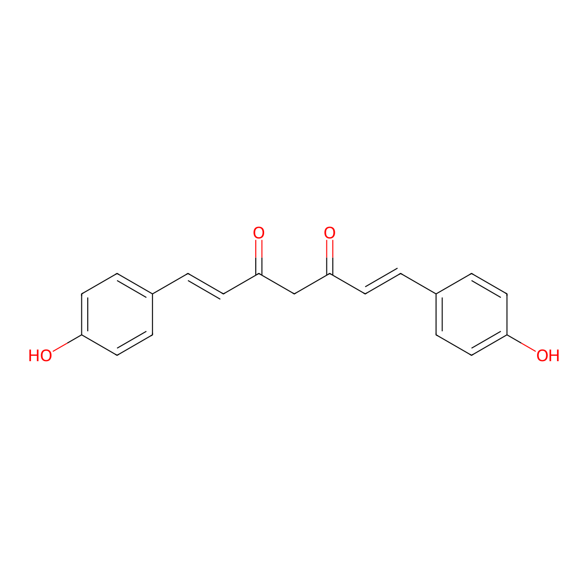 Bisdemethoxycurcumin molecular structure, CAS 24939-16-0
