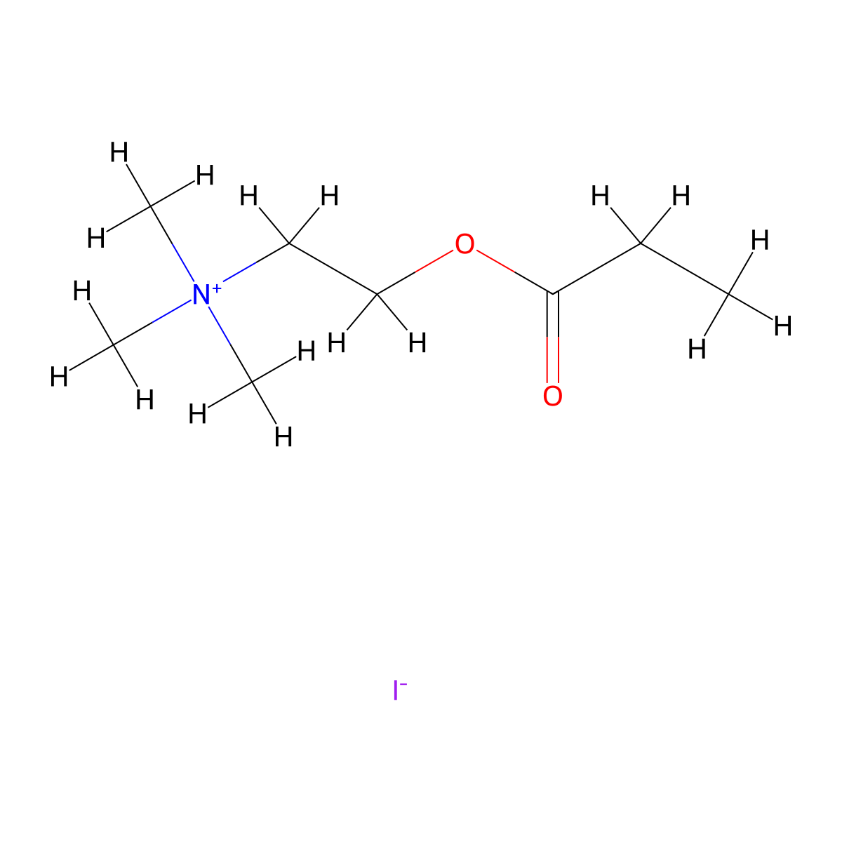 Ethanaminium, N,N,N-trimethyl-2-(1-oxopropoxy)-, iodide (1:1) molecular structure, CAS 2494-55-5