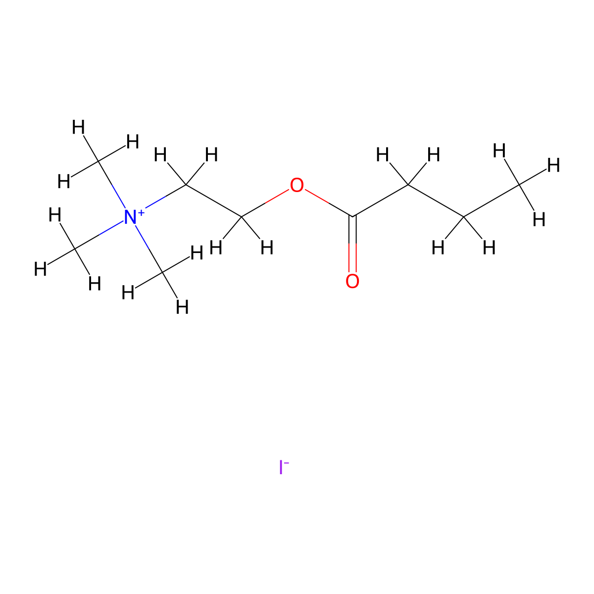 Butyrylcholine iodide molecular structure, CAS 2494-56-6