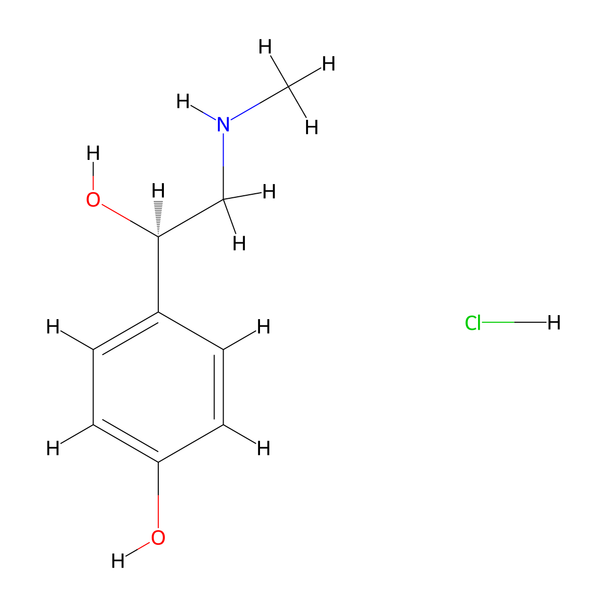 R-(-)-p-Synephrine Hydrochloride molecular structure, CAS 24940-67-8