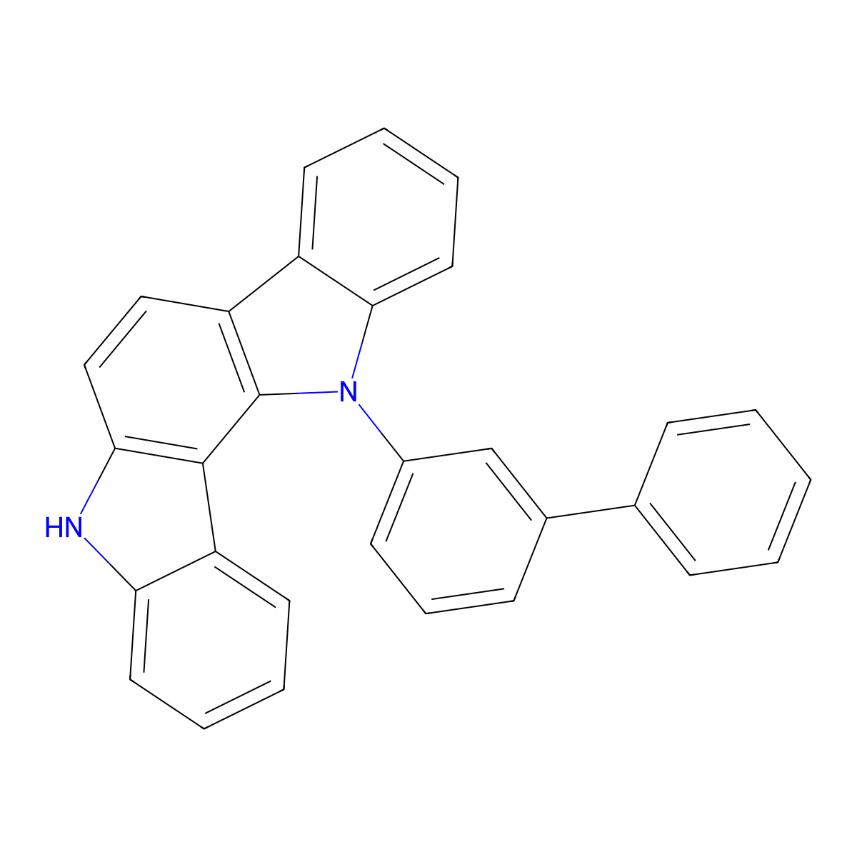 12-([1,1'-Biphenyl]-3-yl)-5,12-dihydroindolo[3,2-a]carbaZole molecular structure, CAS 2494422-99-8