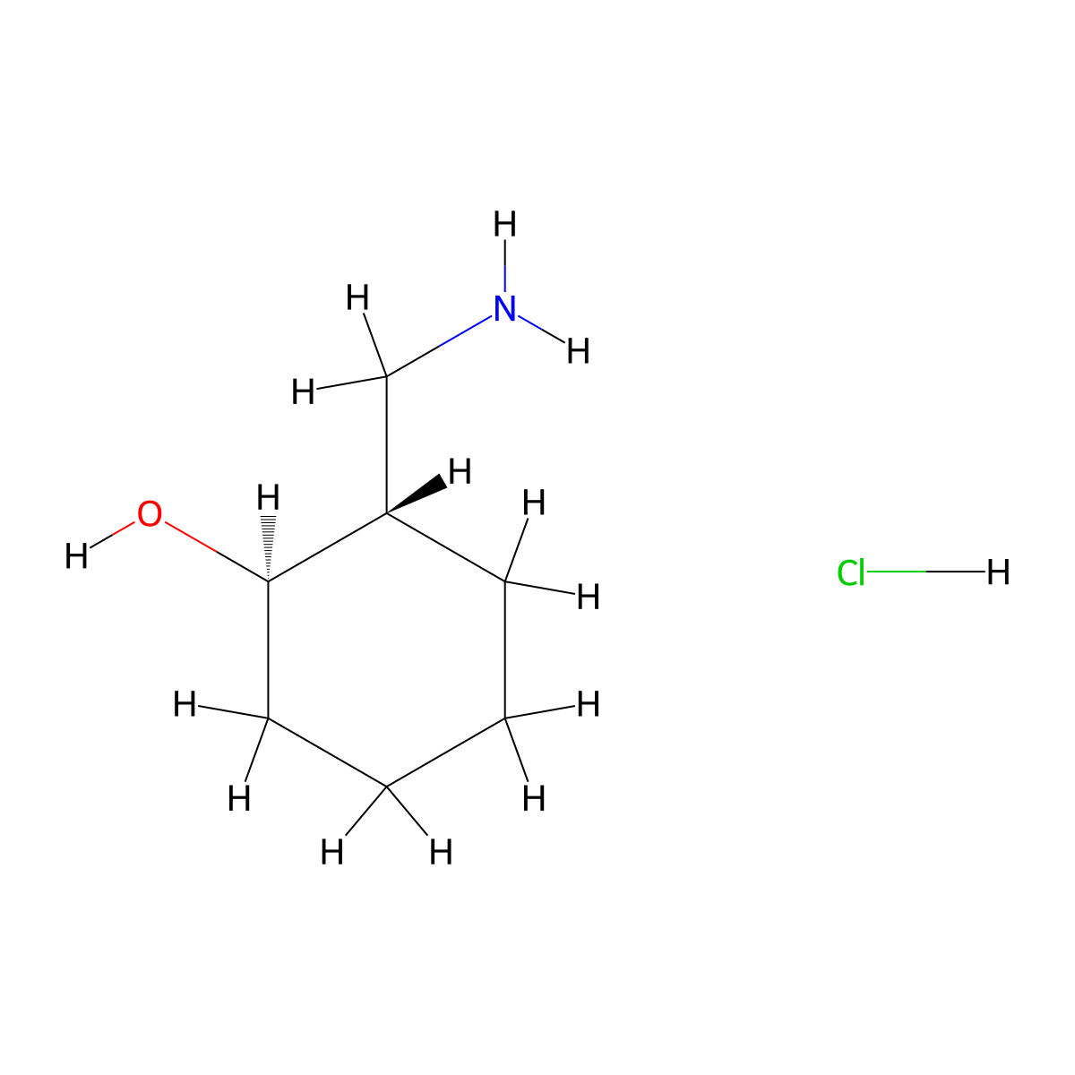 (1R,2S)-2-(aminomethyl)cyclohexan-1-ol hydrochloride molecular structure, CAS 24948-05-8