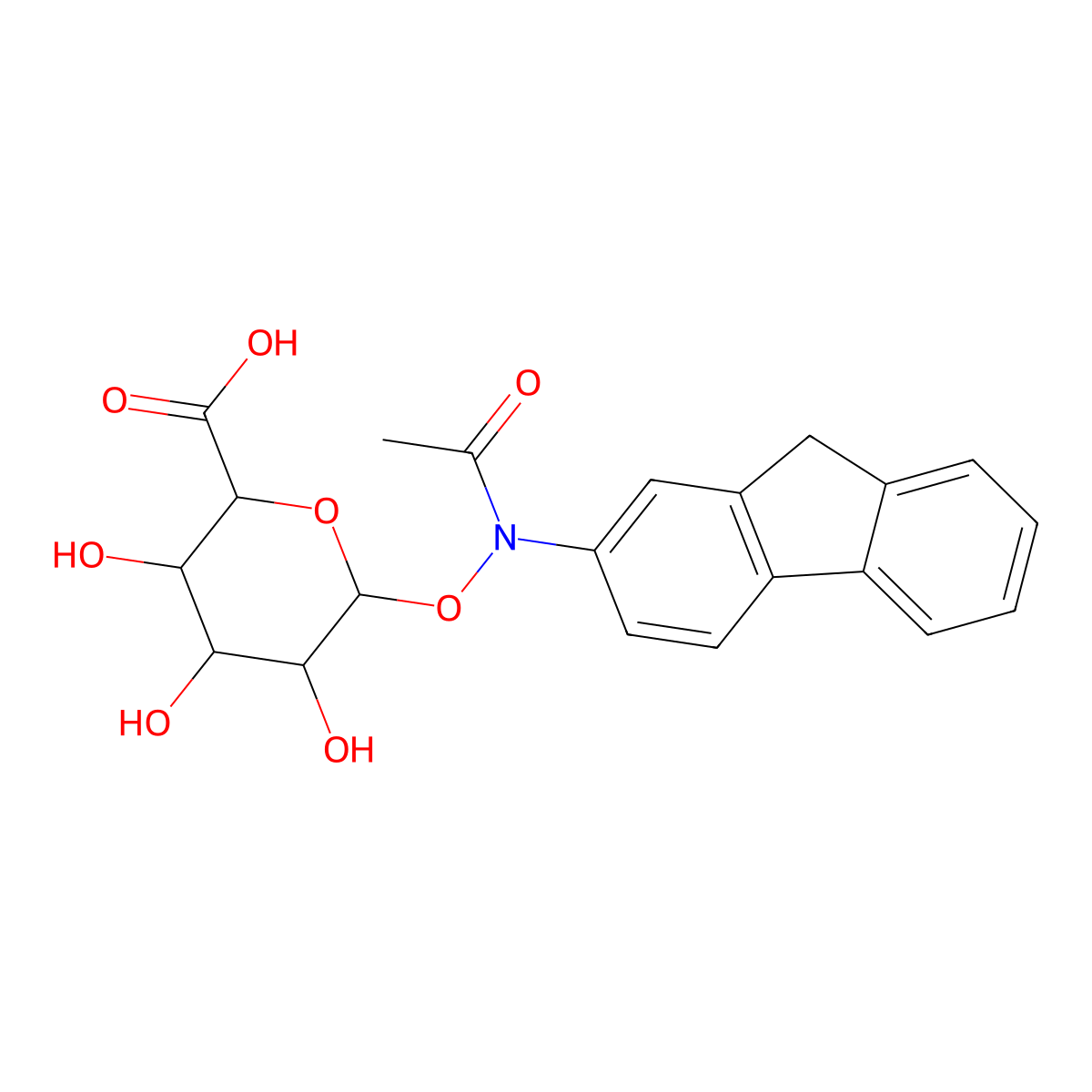 Acetohydroxamic acid fluoren-2-YL-O-glucuronide molecular structure, CAS 2495-54-7