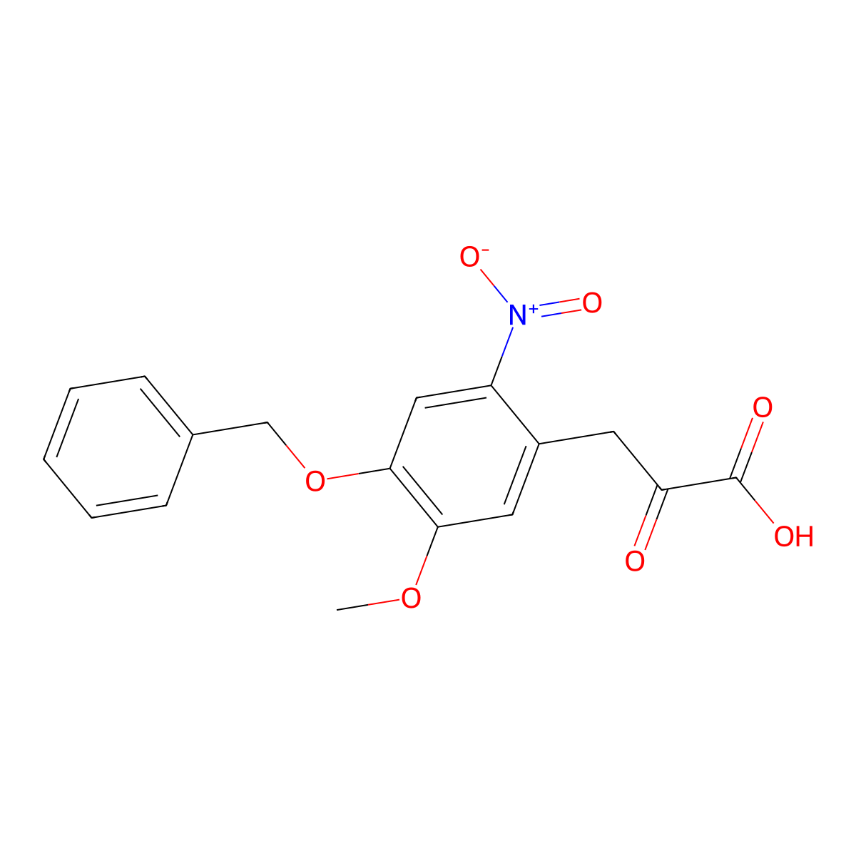 4-Benzyloxy-3-methoxy-6-nitrophenylpyruvic acid molecular structure, CAS 2495-79-6