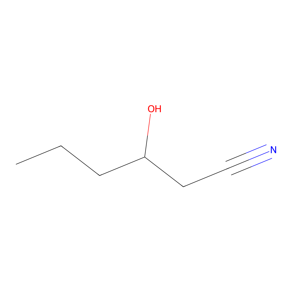 3-Hydroxyhexanenitrile molecular structure, CAS 24951-13-1