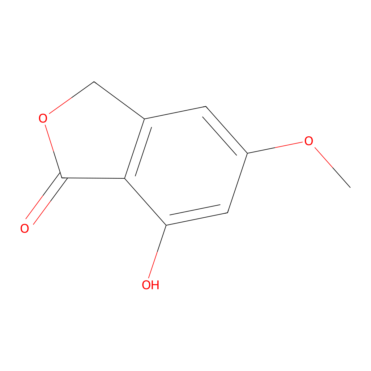 1(3H)-Isobenzofuranone, 7-hydroxy-5-methoxy- molecular structure, CAS 24953-77-3