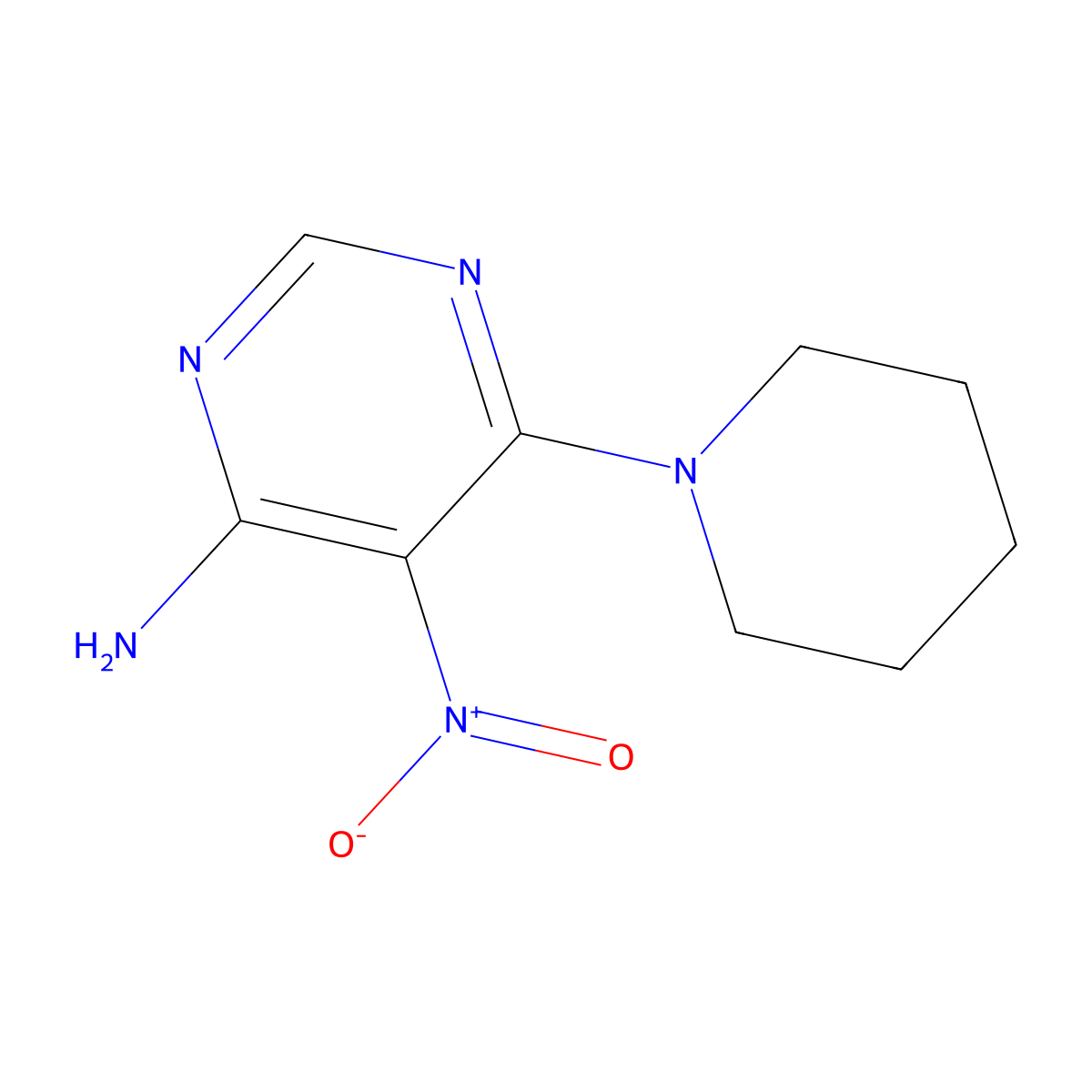 5-Nitro-6-(piperidin-1-yl)pyrimidin-4-amine molecular structure, CAS 24957-87-7