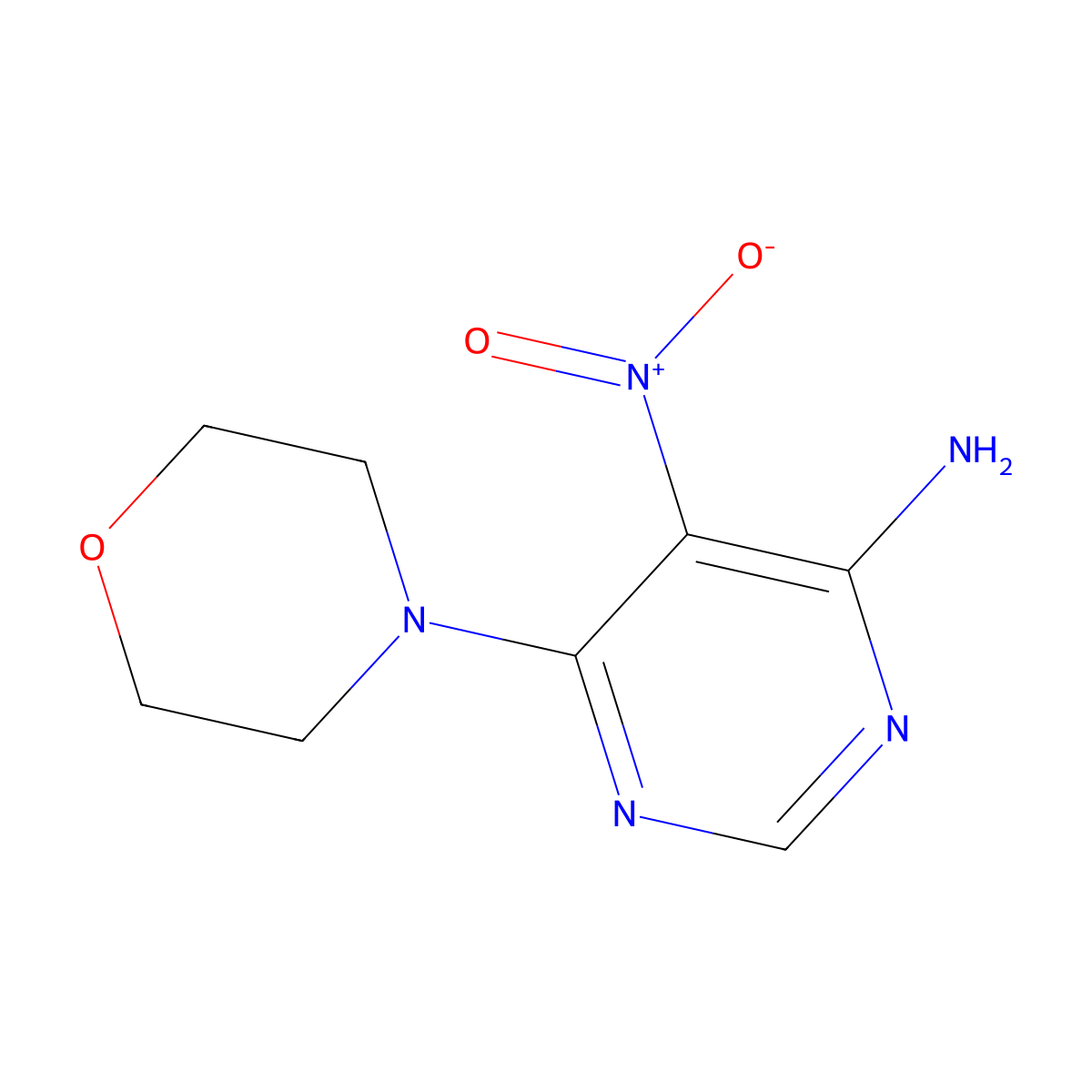 6-(Morpholin-4-yl)-5-nitropyrimidin-4-amine molecular structure, CAS 24957-88-8