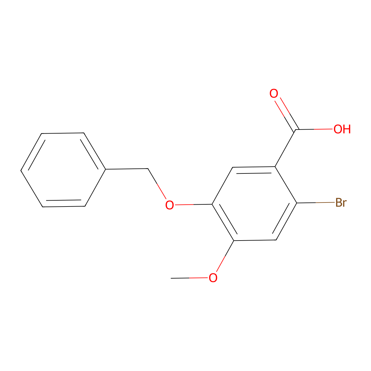 2-Bromo-4-methoxy-5-(phenylmethoxy)benzoic acid molecular structure, CAS 24958-42-7
