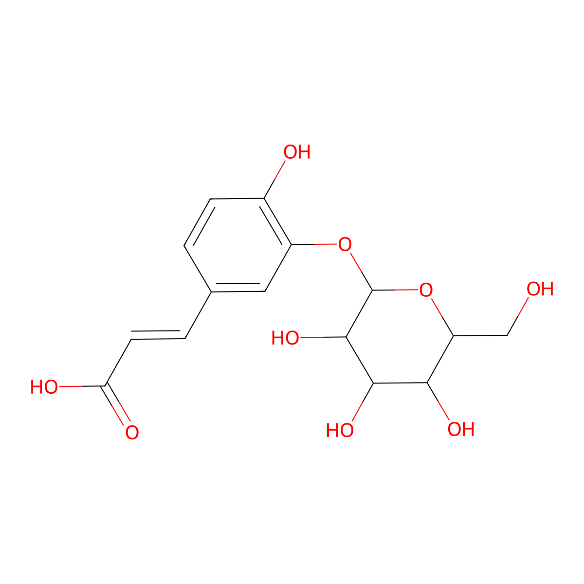 Caffeic acid 3-(beta-1-glucoside) molecular structure, CAS 24959-81-7