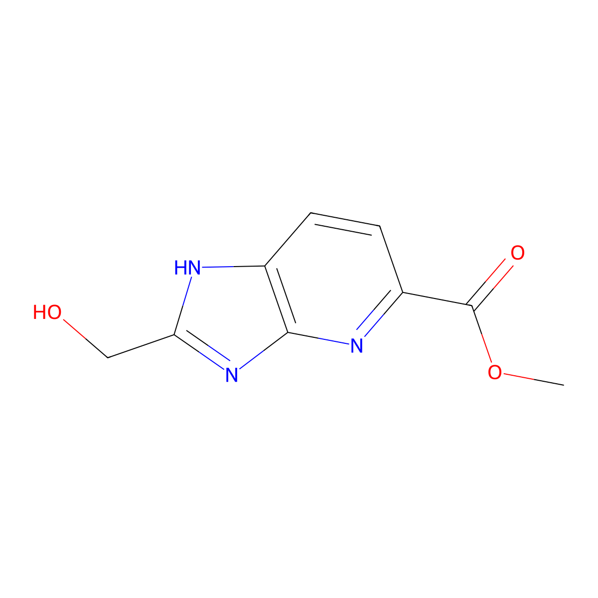 Methyl 2-(hydroxymethyl)-3H-imidazo[4,5-B]pyridine-5-carboxylate molecular structure, CAS 2496016-46-5