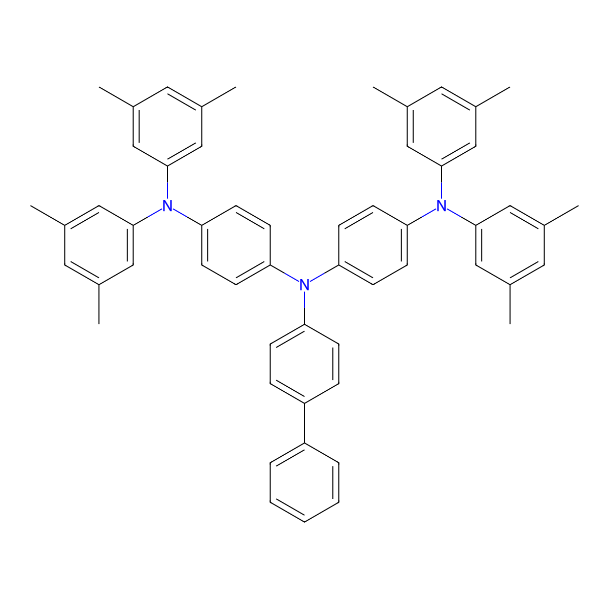 4,4'-Bis[di(3,5-xylyl)amino]-4''-phenyltriphenylamine molecular structure, CAS 249609-49-2