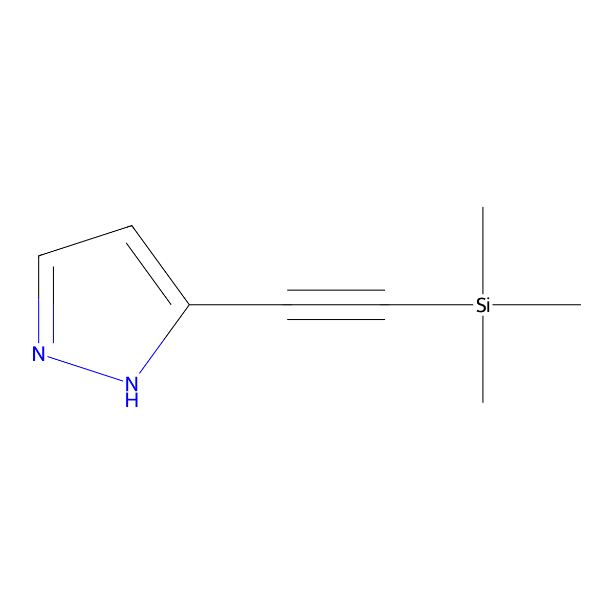 3-((trimethylsilyl)ethynyl)-1H-pyrazole molecular structure, CAS 2496125-90-5