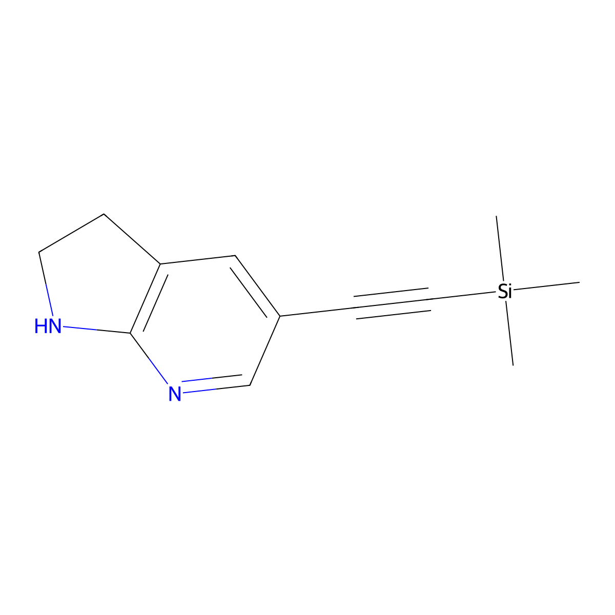 5-((trimethylsilyl)ethynyl)-2,3-dihydro-1H-pyrrolo[2,3-b]pyridine molecular structure, CAS 2496126-00-0