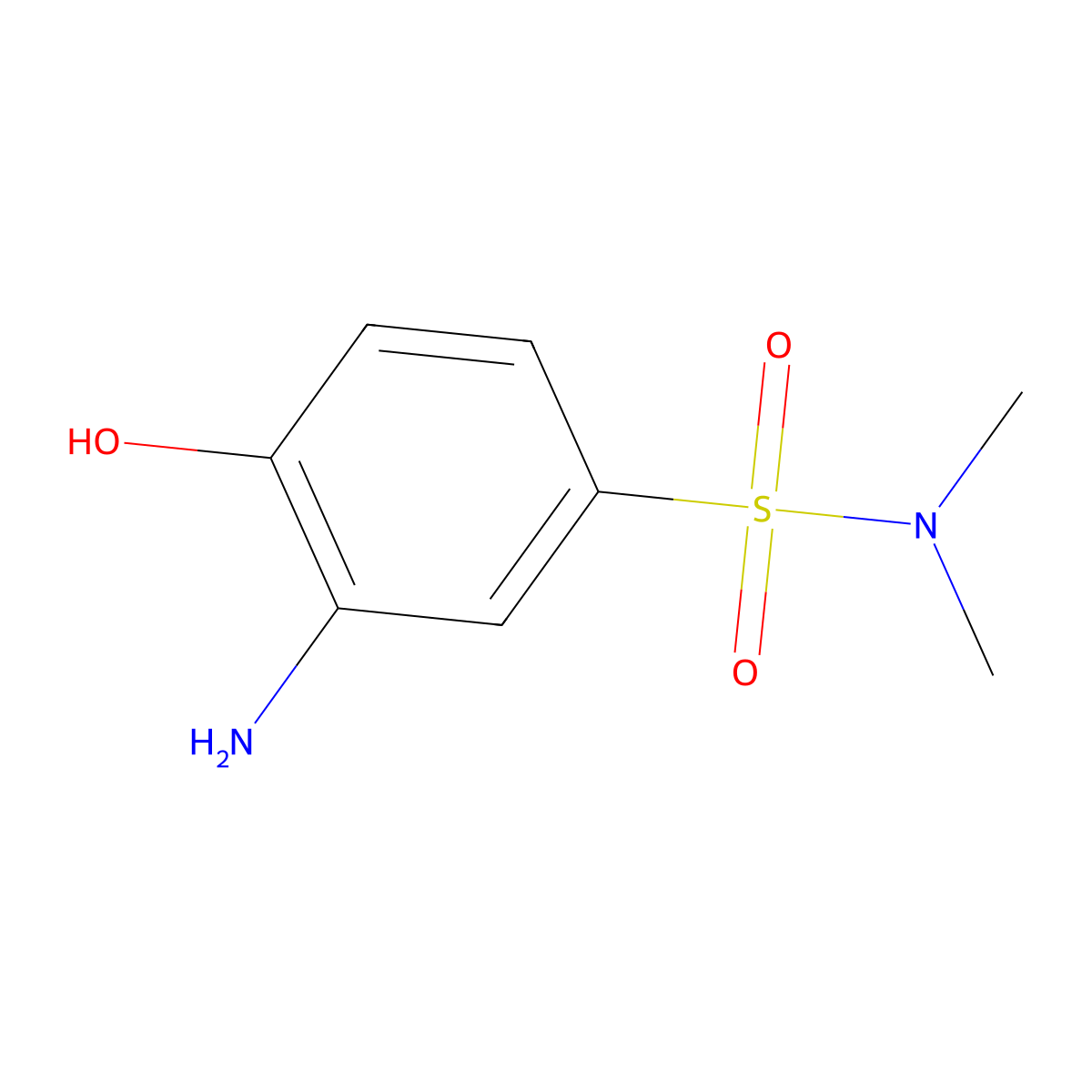 Benzenesulfonamide, 3-amino-4-hydroxy-N,N-dimethyl- molecular structure, CAS 24962-75-2