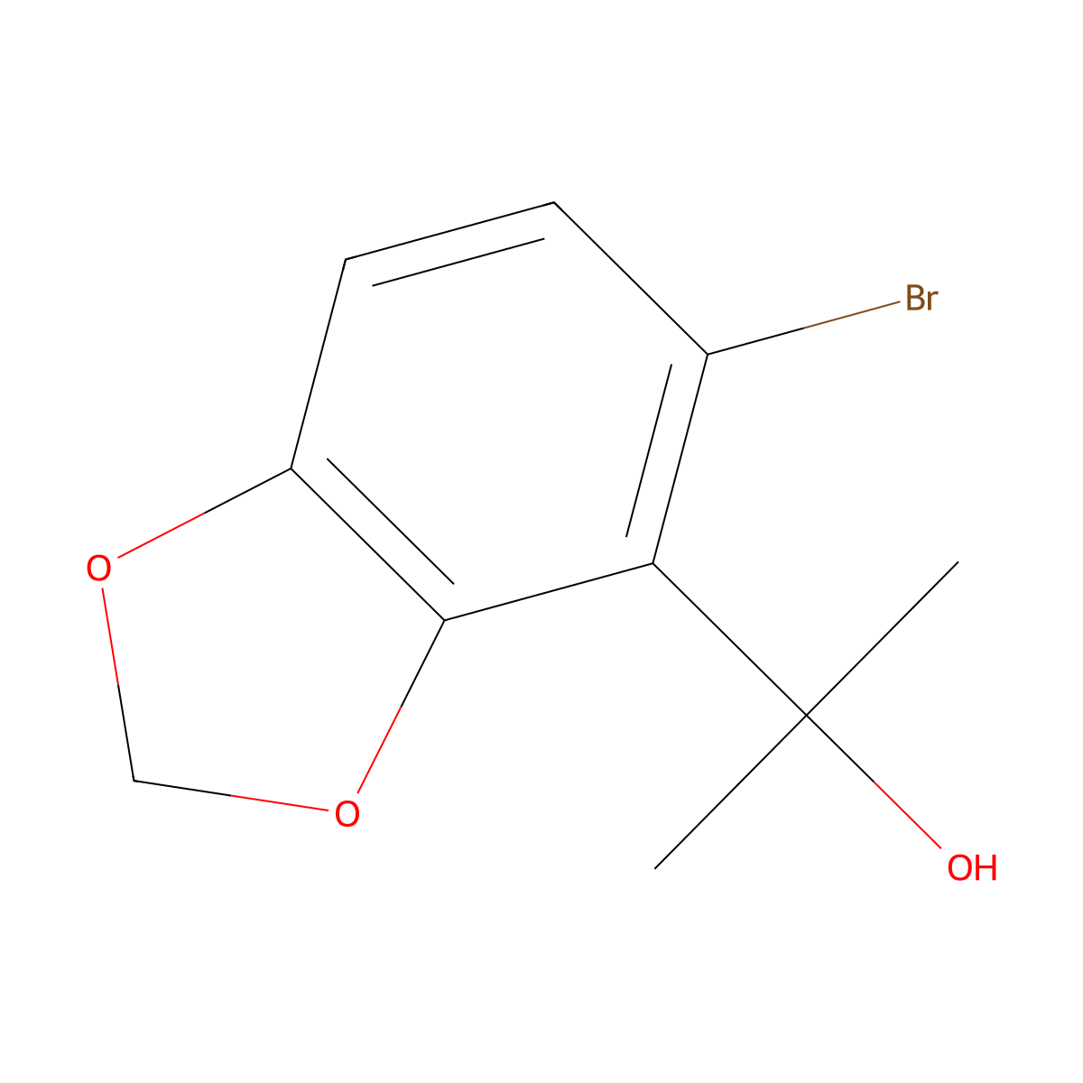 2-(5-Bromobenzo[d][1,3]dioxol-4-yl)propan-2-ol molecular structure, CAS 249636-71-3