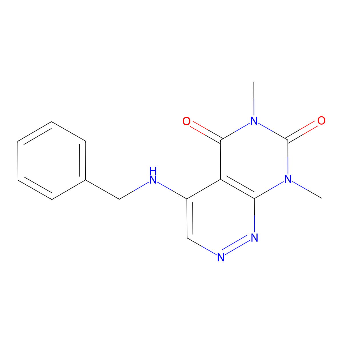 4-(benzylamino)-6,8-dimethylpyrimido[4,5-c]pyridazine-5,7(6H,8H)-dione molecular structure, CAS 249646-74-0