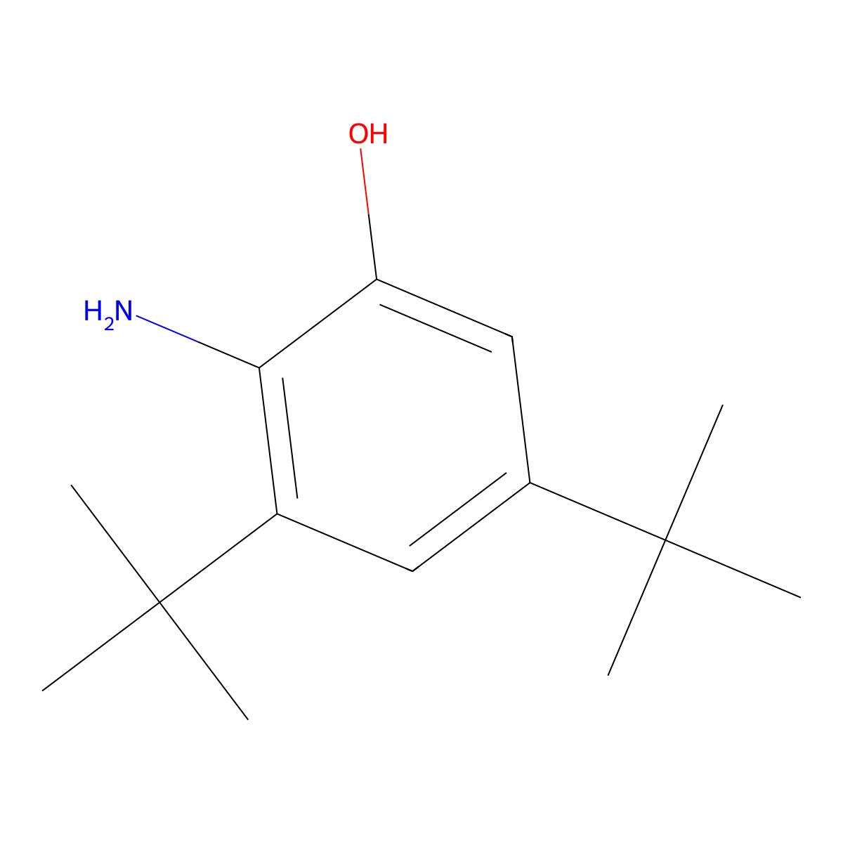 2-Amino-3,5-ditert-butylphenol molecular structure, CAS 24973-57-7