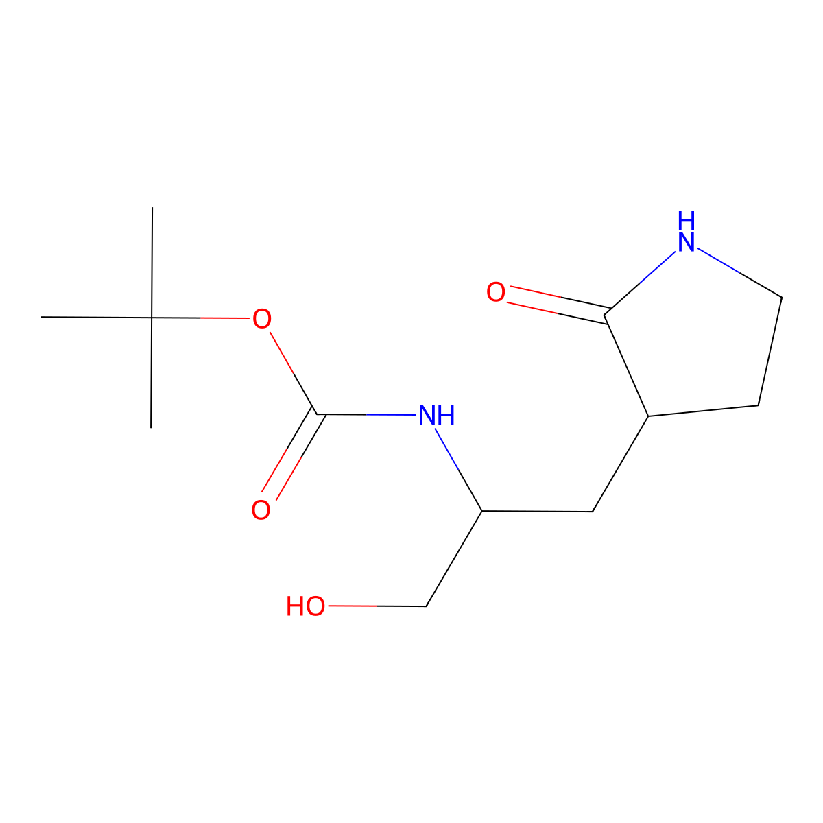 tert-Butyl ((S)-1-hydroxy-3-((S)-2-oxopyrrolidin-3-yl)propan-2-yl)carbamate molecular structure, CAS 249736-45-6