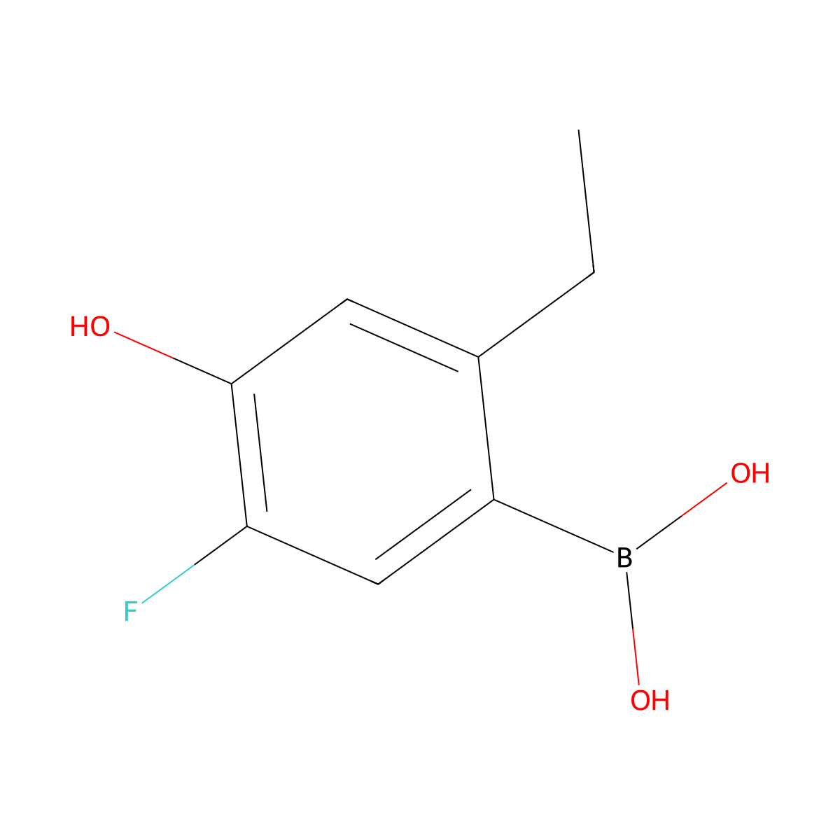 (2-Ethyl-5-fluoro-4-hydroxyphenyl)boronic acid molecular structure, CAS 2497505-68-5
