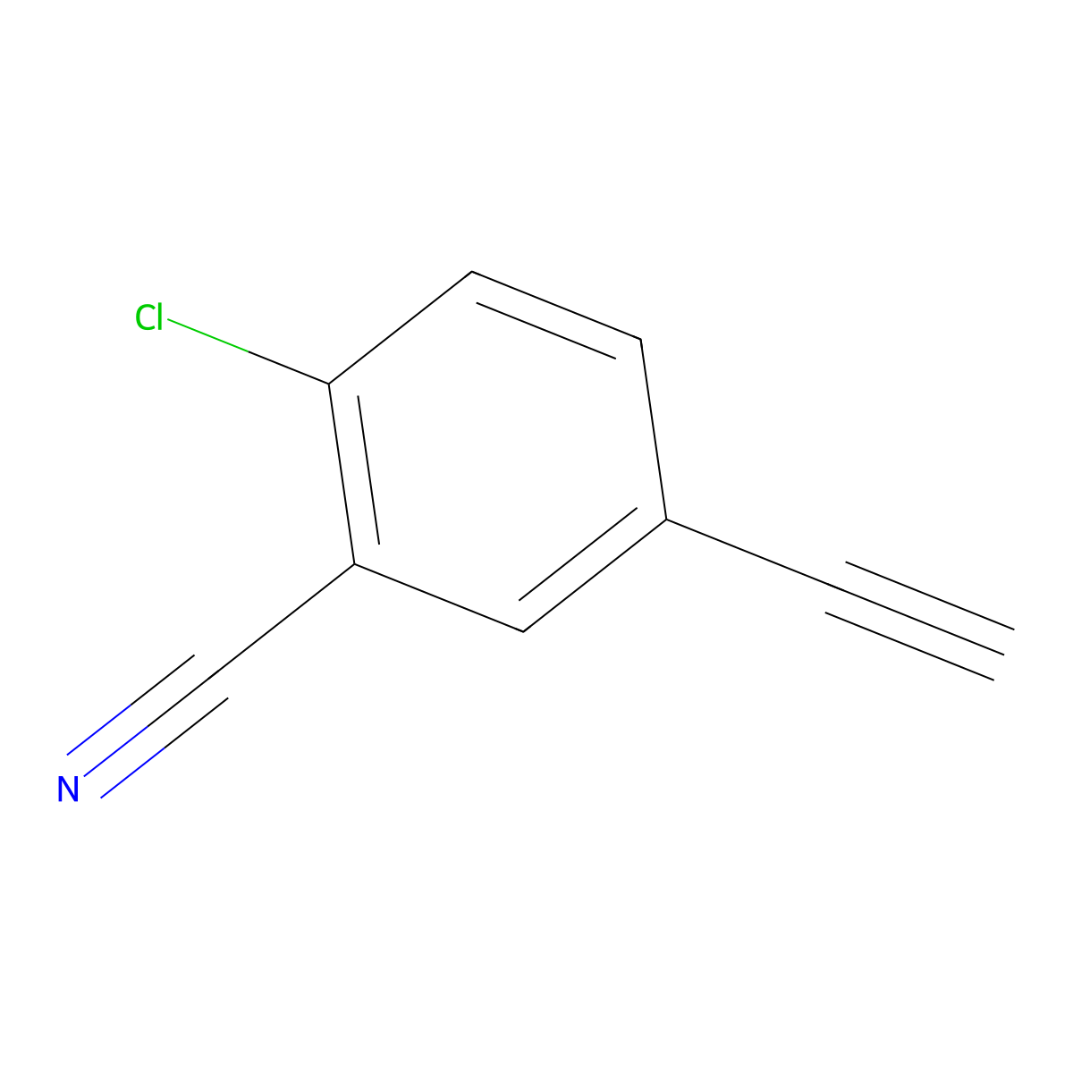 2-Chloro-5-ethynylbenzonitrile molecular structure, CAS 2497525-62-7